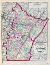 1872 Map of Westmoreland & Fayette County Pennsylvania