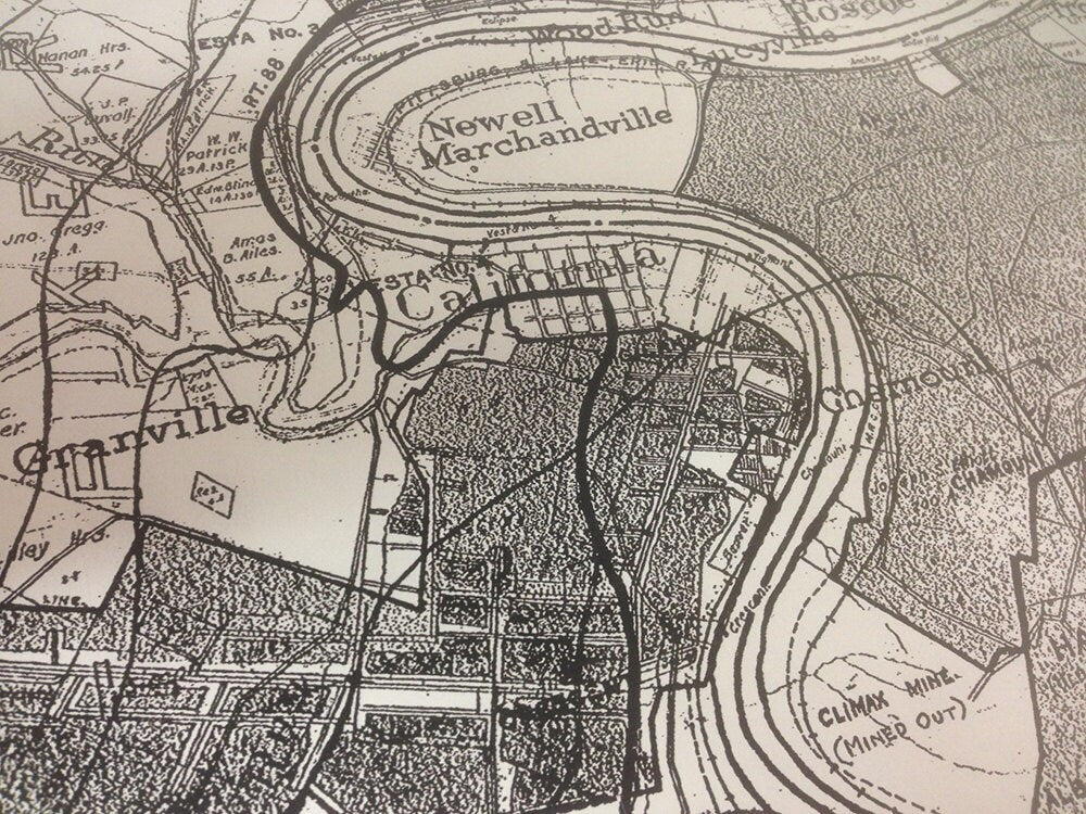 Map of Monongahela River Coal Mines Fayette Washington & Westmoreland County Pa