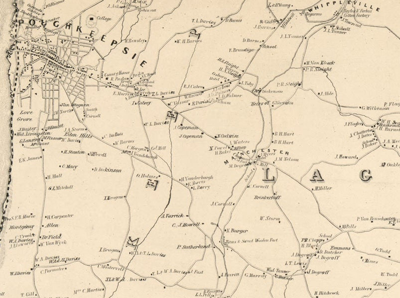 1850 Map of Dutchess County NY from actual surveys Poughkecpsie