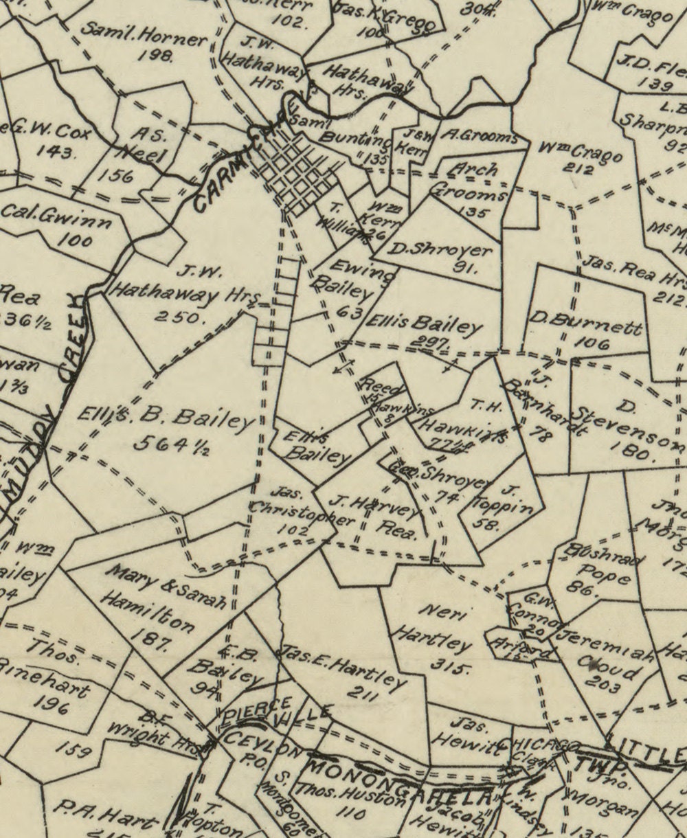 1897 Farm Line Map of Greene County PA