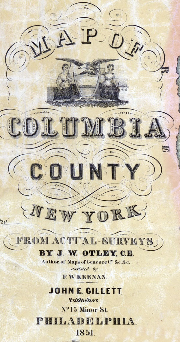 1851 Map of Columbia County NY from actual surveys Chatham