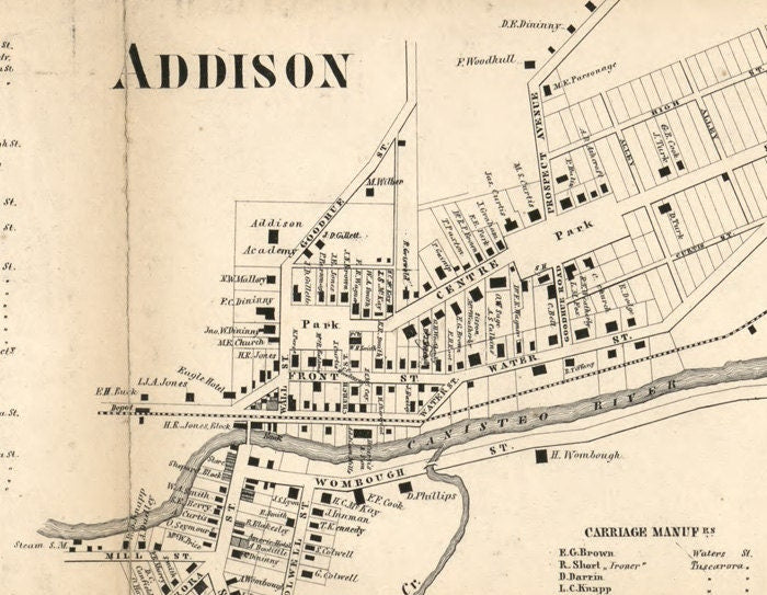 1857 Map of Steuben County NY from actual surveys Corning Hornellsville