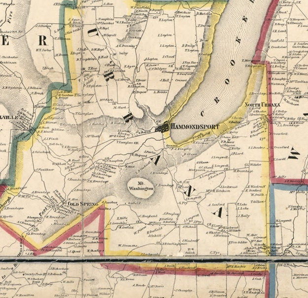 1857 Map of Steuben County NY from actual surveys Corning Hornellsville