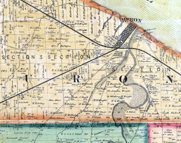 1863 Farm Line Map of Erie County Ohio Sandusky