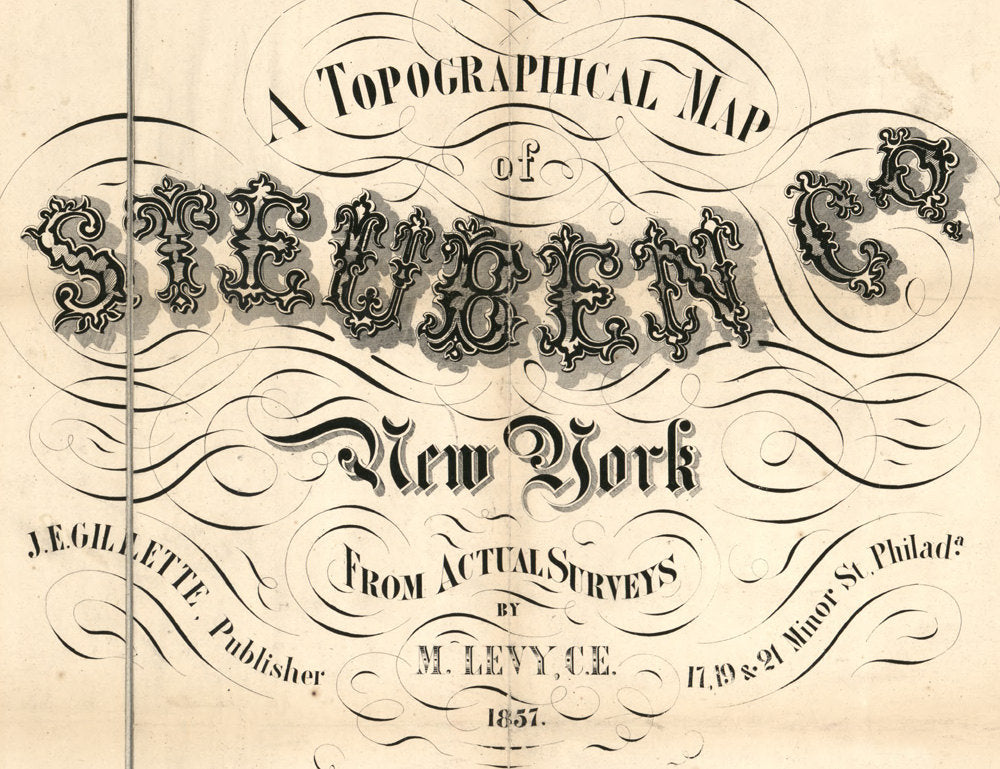 1857 Map of Steuben County NY from actual surveys Corning Hornellsville