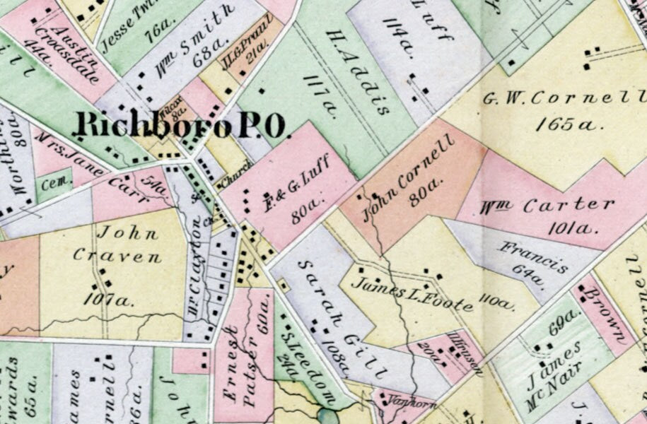 1891 Map of Wrightstown and Northhampton Township Bucks County Pennsylvania