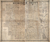 1852 Farm Line map of Muskingum County Ohio Zanesville