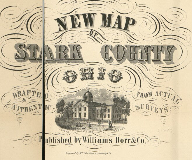 1855 Farm Line Map of Stark County Ohio Massillon