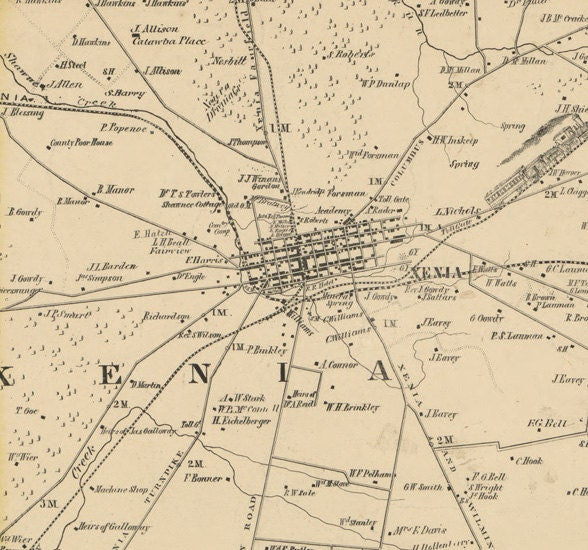 1855 Map of Greene County Ohio Xenia