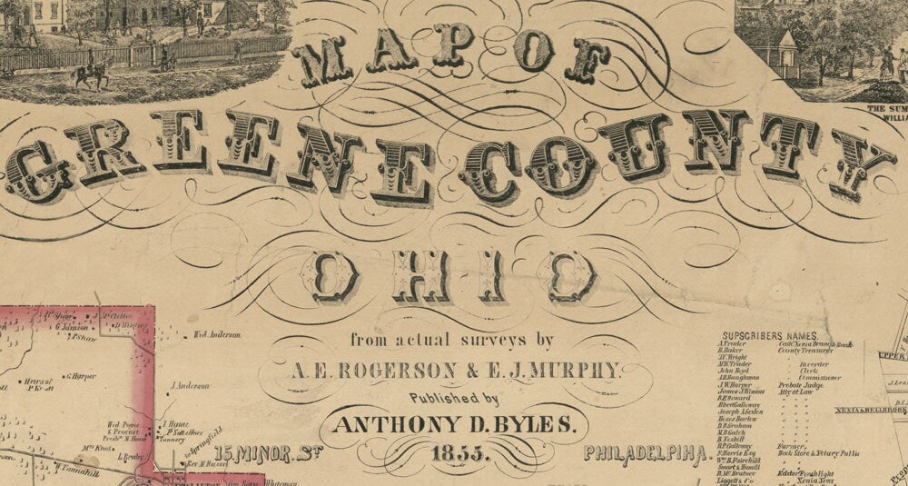 1855 Map of Greene County Ohio Xenia