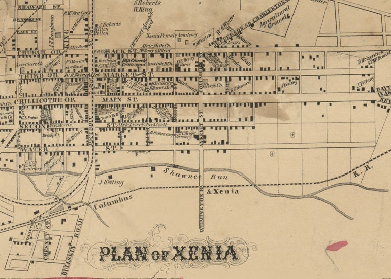 1855 Map of Greene County Ohio Xenia