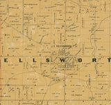 1860 Farm Line Map of Mahoning County Ohio Youngstown