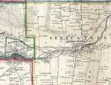 1852 Farm Line Map of Seneca County New York Waterloo Senecafalls