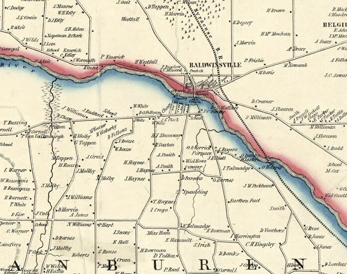 1852 Map of Onondaga County New York from actual surveys Syracuse