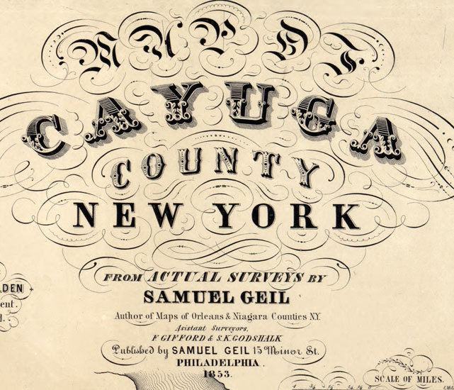 1853 Map of Cayuga County New York from actual surveys Auburn