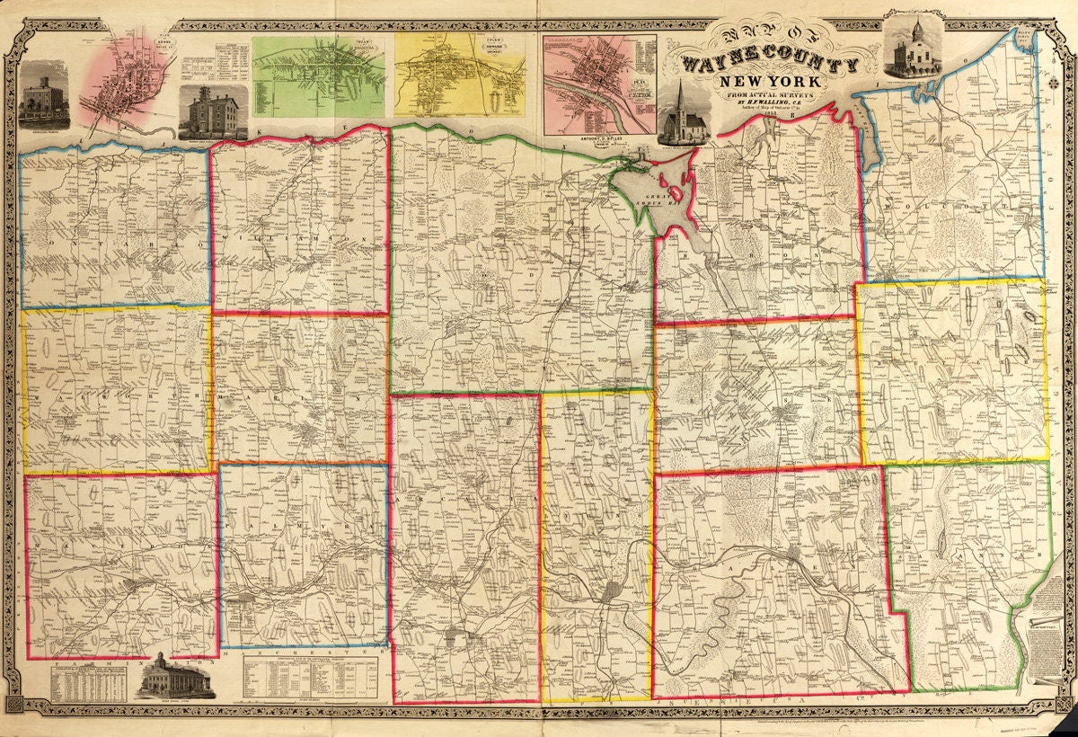 1853 Map of Wayne County New York