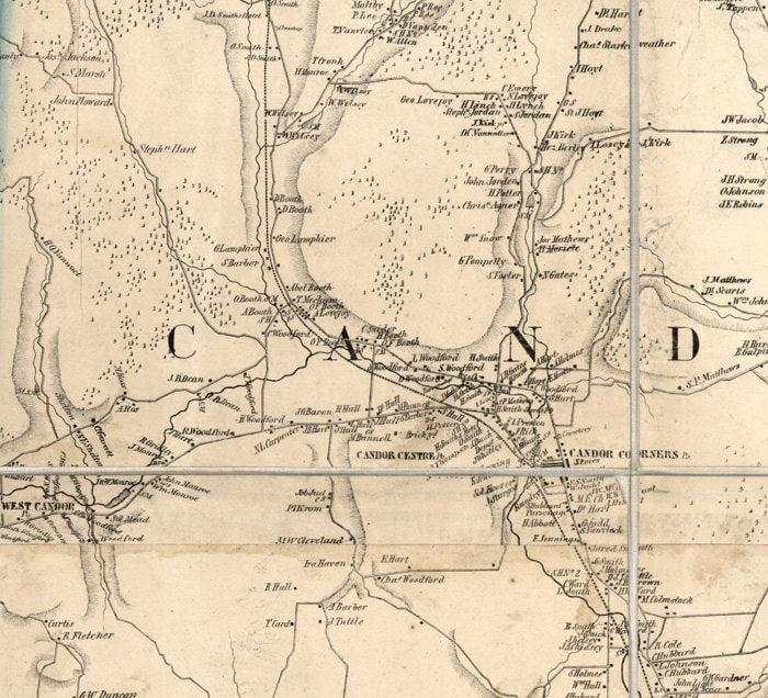 1855 Map of Tioga county NY from actual surveys Owego