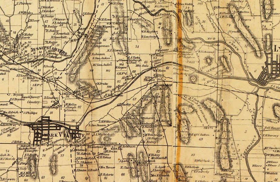 1858 Farm Line Map of Wayne County New York Lyons Newark Clyde