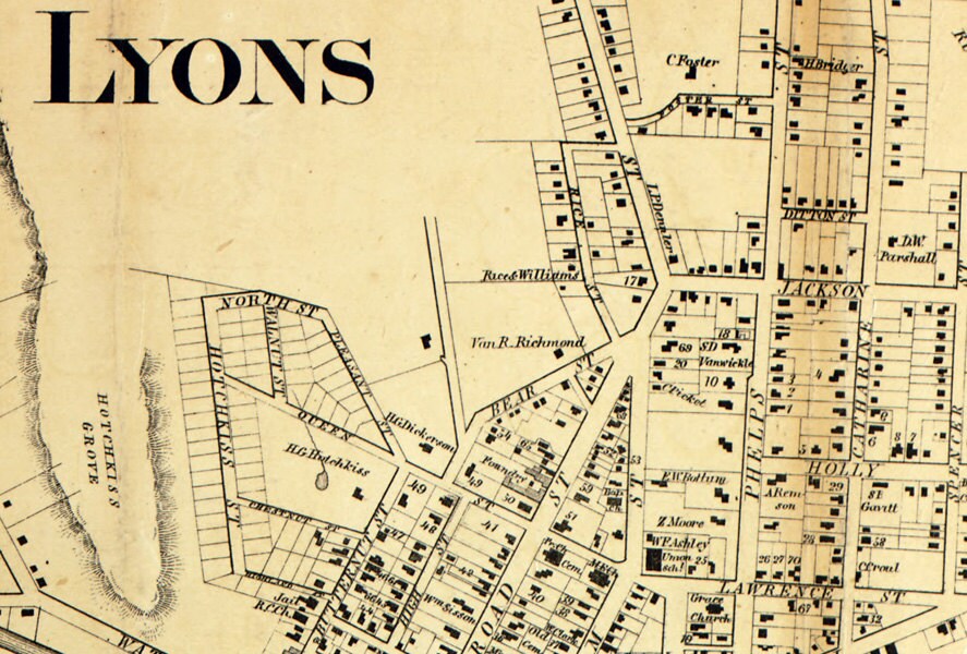 1858 Farm Line Map of Wayne County New York Lyons Newark Clyde