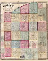1857 Farm Line Map of Lorain County Ohio Elyria