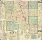 1858 Farm Line Map of Miami County Ohio Piqua Troy