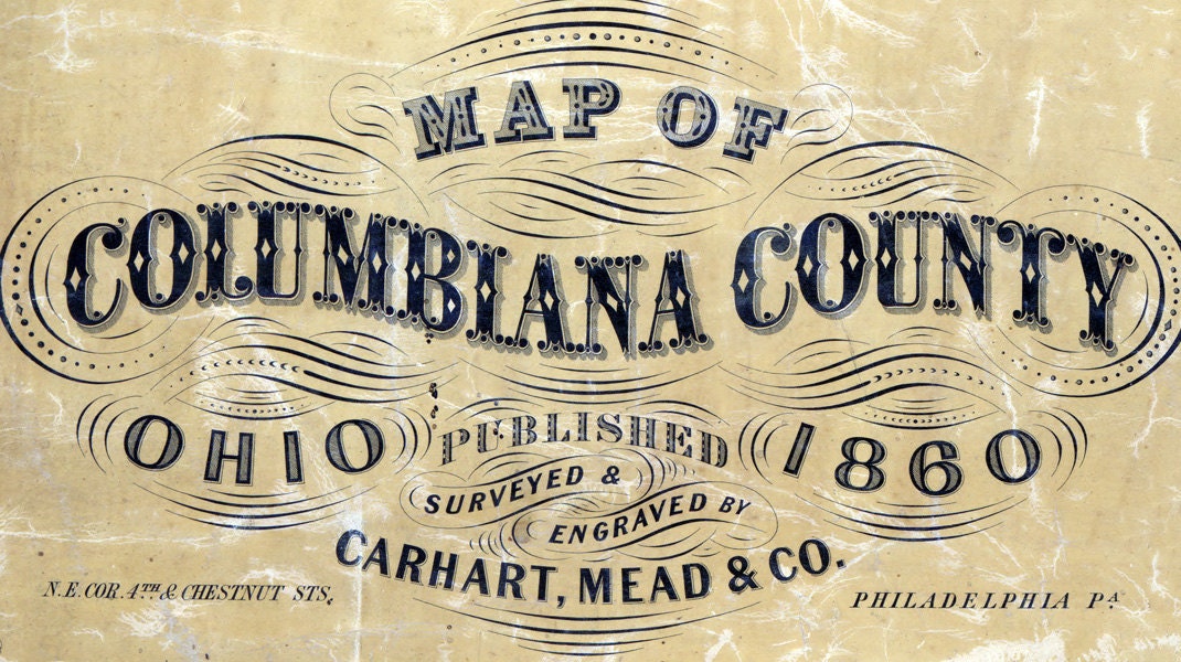 1860 Farm Line Map of Columbiana County Ohio