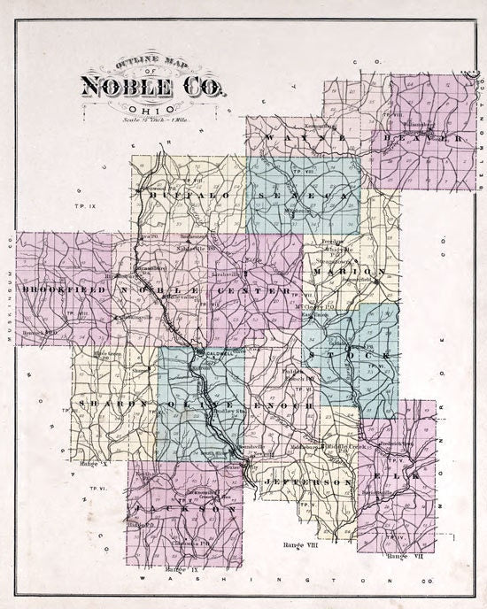 1876 Map of Noble County Ohio