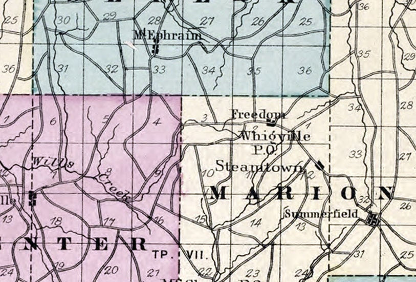 1876 Map of Noble County Ohio