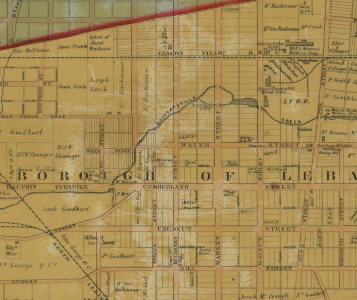 1860 Map of Lebanon County Pa Jonestown Annville