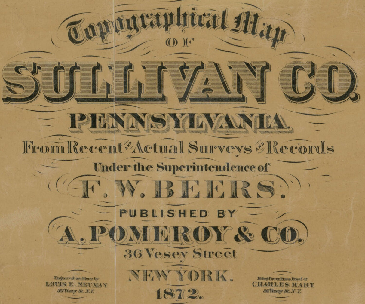 1872 Map of Sullivan County Pa from actual surveys Dushore Genealogy