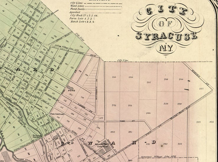 1852 Map of Onondaga County New York from actual surveys Syracuse