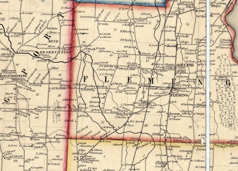 1853 Map of Cayuga County New York from actual surveys Auburn