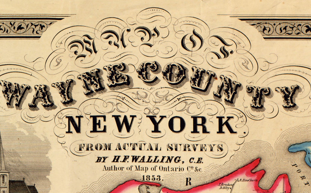 1853 Map of Wayne County New York