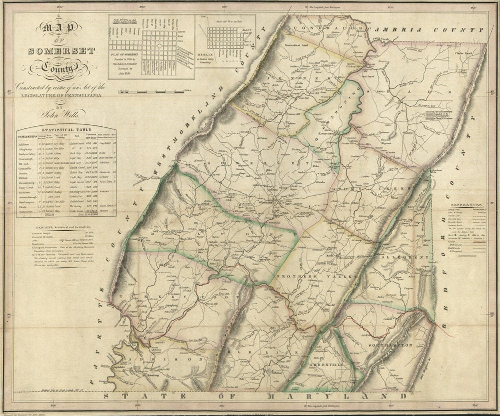 1830 Map of Somerset County Pa