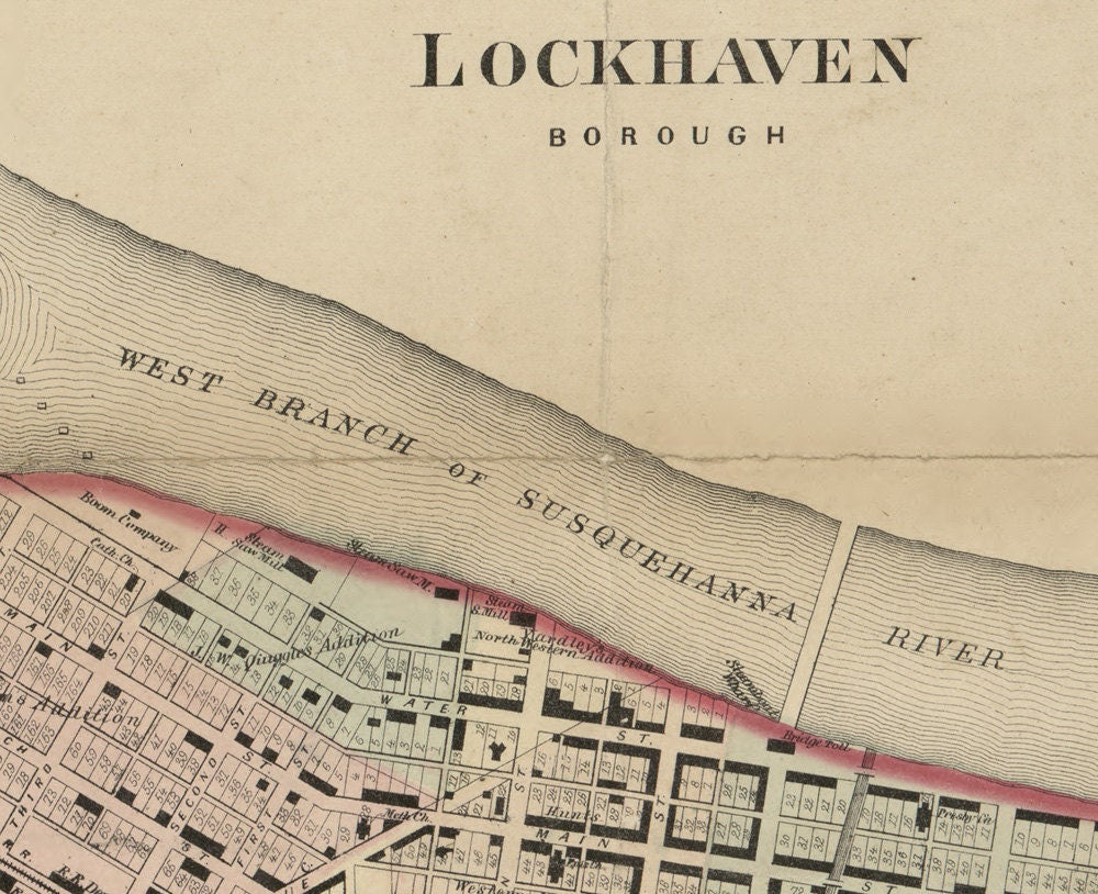 1862 Map of Clinton County Pennsylvania & Lockhaven Genealogy