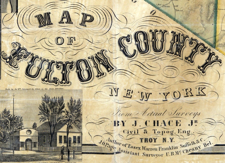 1856 Map of Fulton County New York from actual surveys