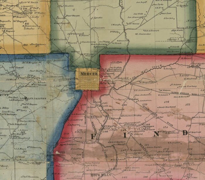 1860 Farm Line Map of Mercer County Pa from actual surveys