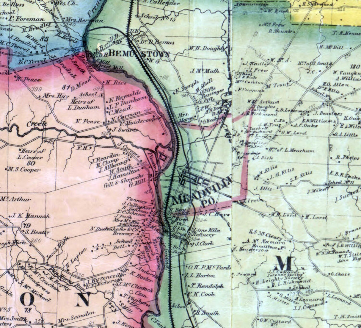 1865 Farm Line Map of Crawford County Pa from actual surveys