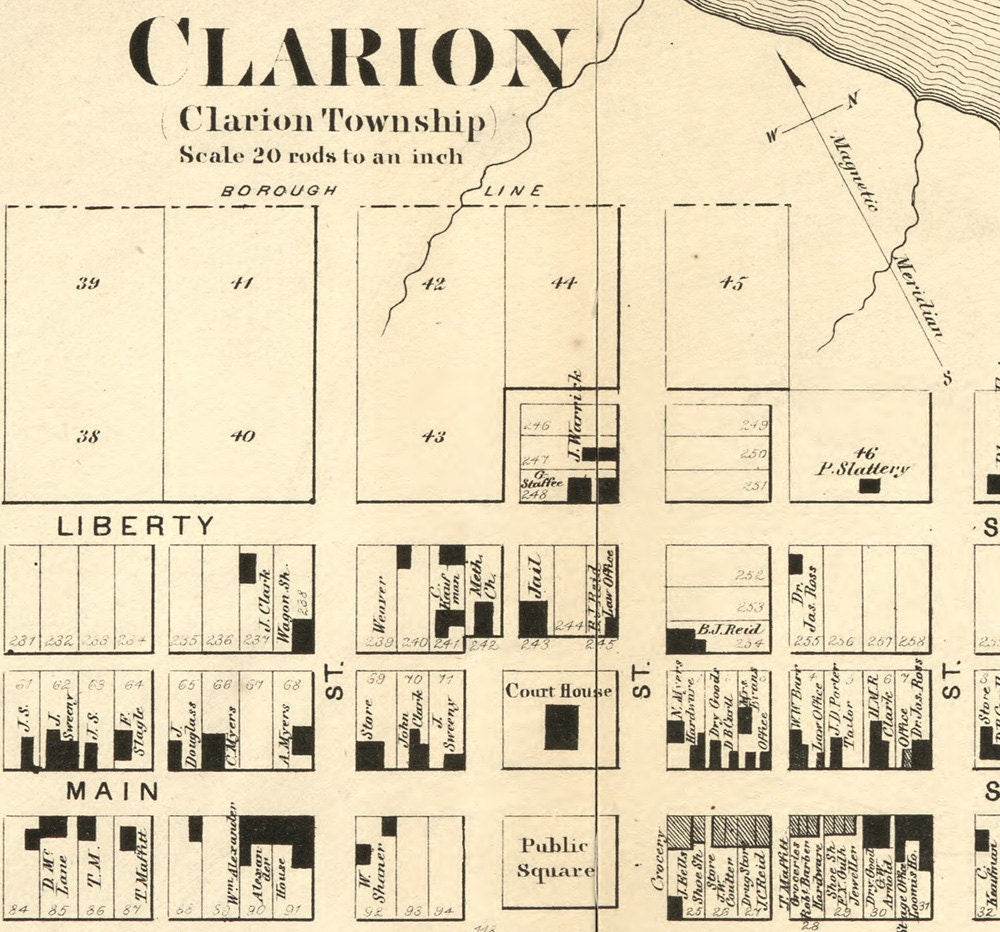 1865 Map of Clarion County PA Oil Wells Genealogy