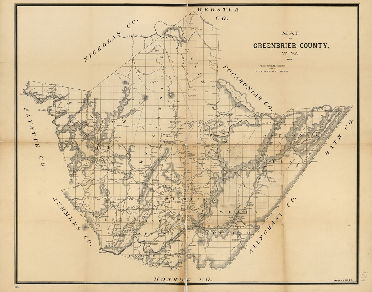 1887 Map of Greenbrier County West Virginia