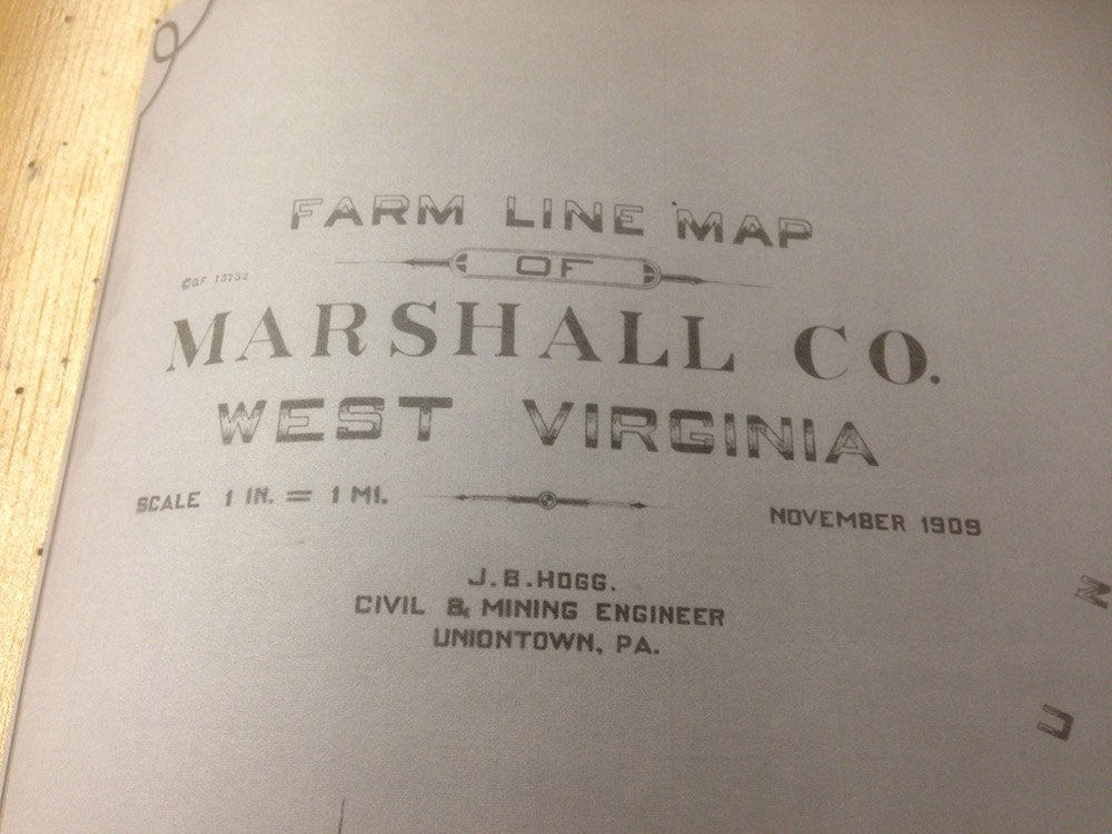 1909 Farm Line Map of Marshall County West Virginia