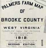 1912 Farm Line Map of Brooke County West Virginia Showing Oil & Gasl Wells Coal Mines