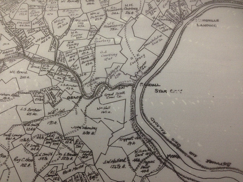 Monongalia County WV Farm Line Map Showing Oil and Gas Well Locations