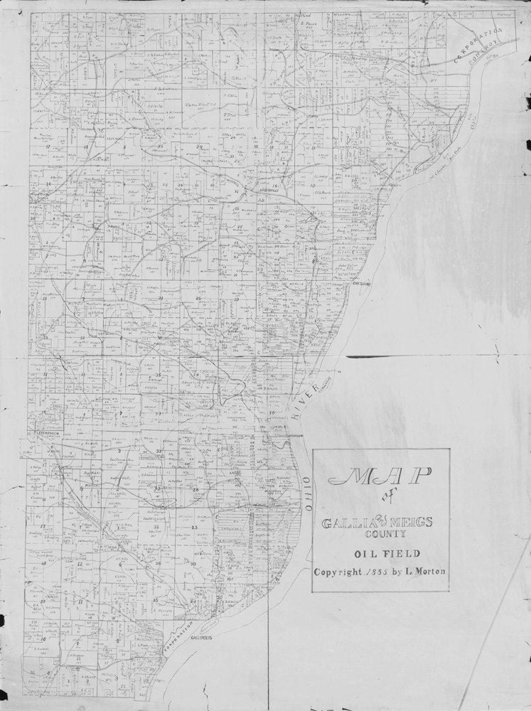 1885 Oil Field Map of Gallia and Meigs County Ohio