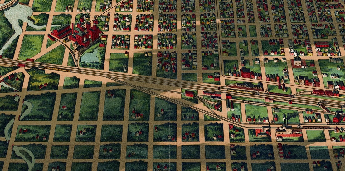 1898 Panoramic Map of Sandusky Ohio