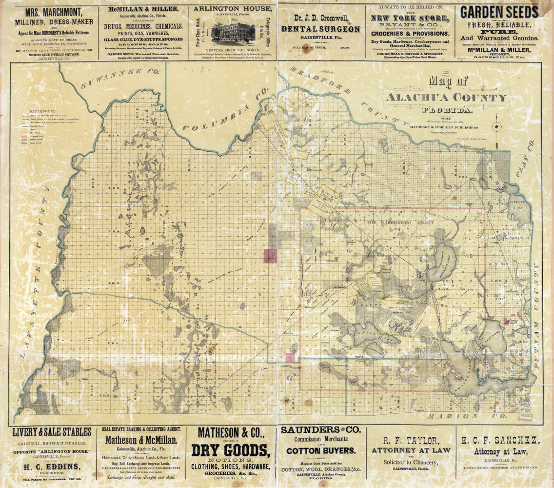 1880 Map of Alachua County Florida