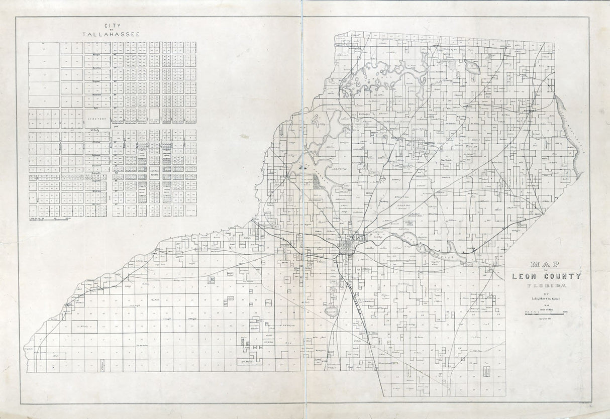 1883 Map of Leon County Florida Tallahassee