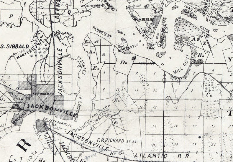1885 Map of Duval County Florida Jacksonville