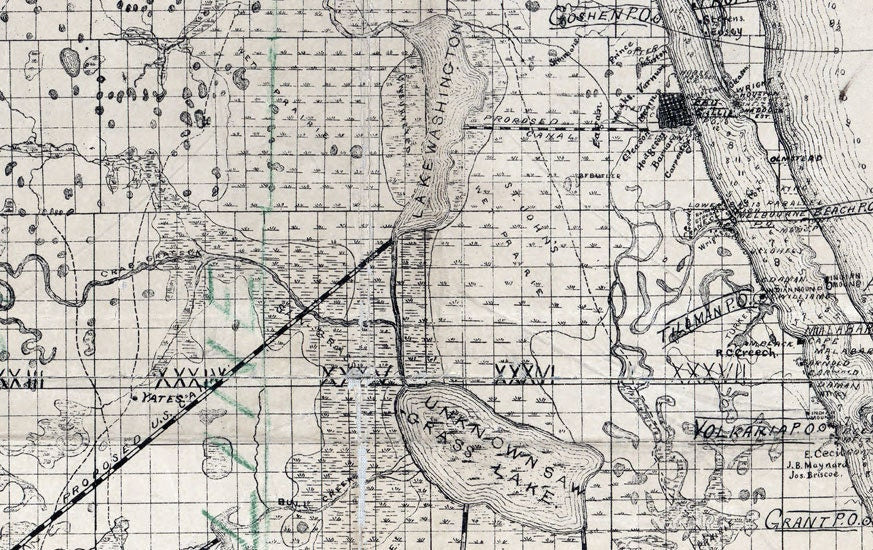 1893 Map of Brevard County Florida Cape Canaveral