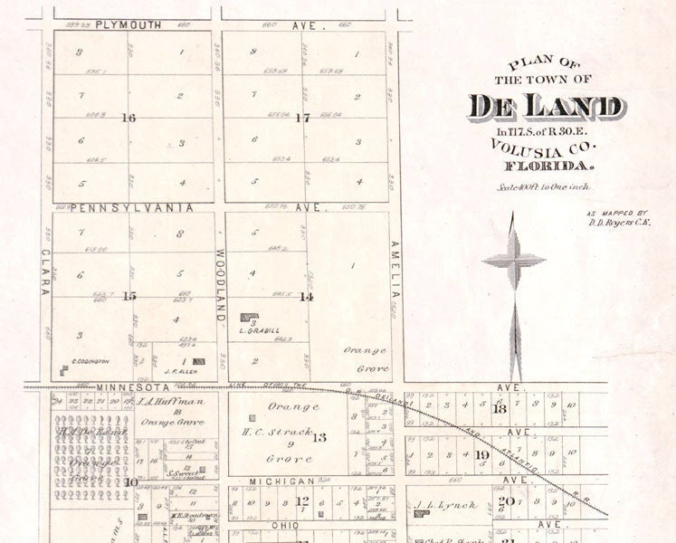 1883 Map of Volusia County Florida